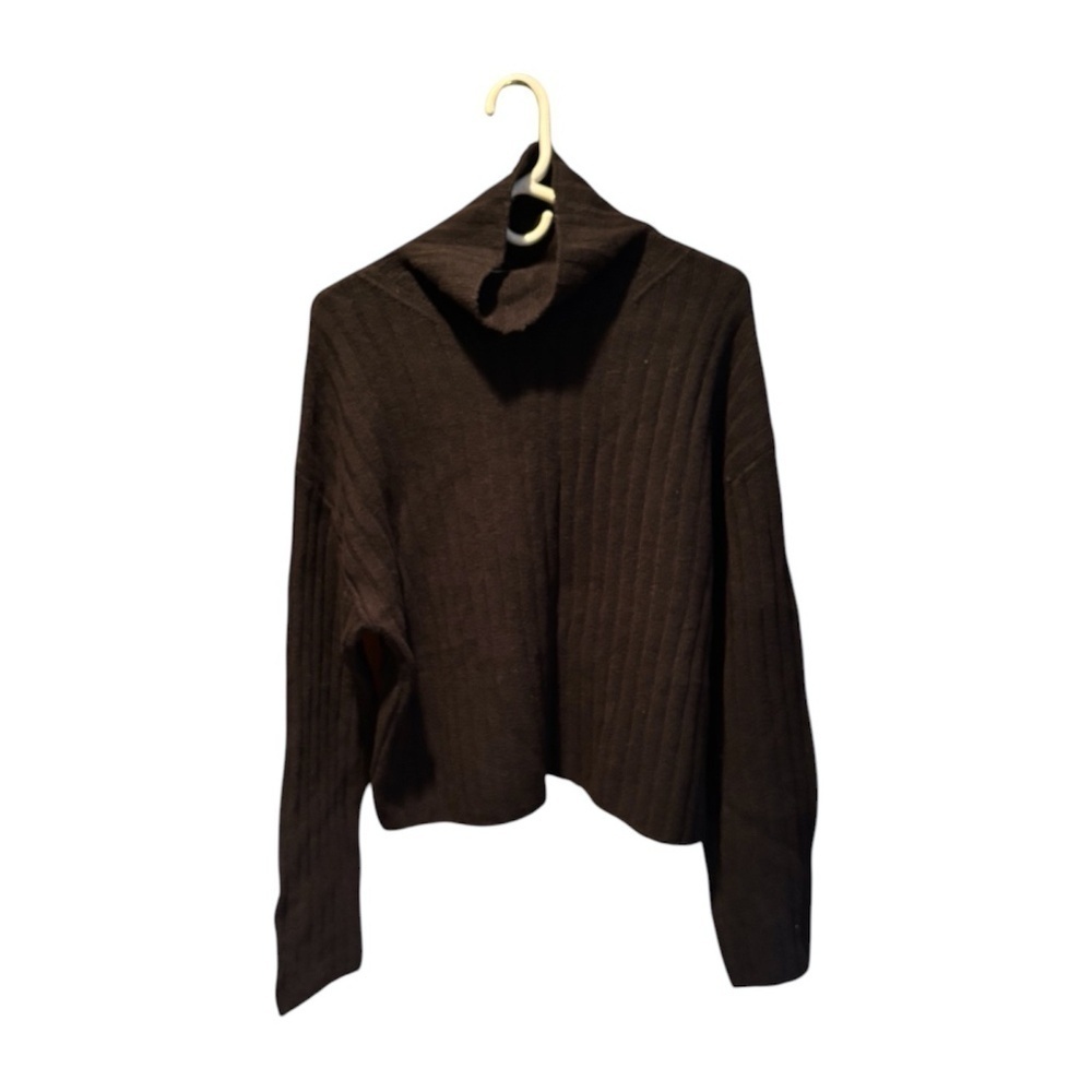 Nordstrom Open Edit Turtleneck Ribbed Sweater in Black Medium NWT